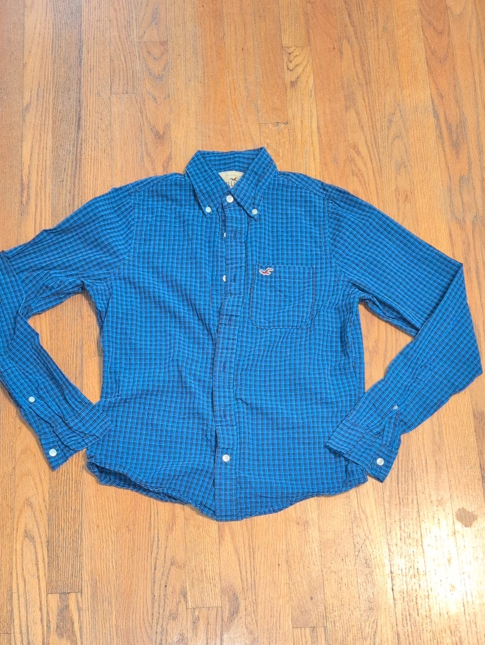 Hollister Blue Plaid Button-Down Shirt - Men's